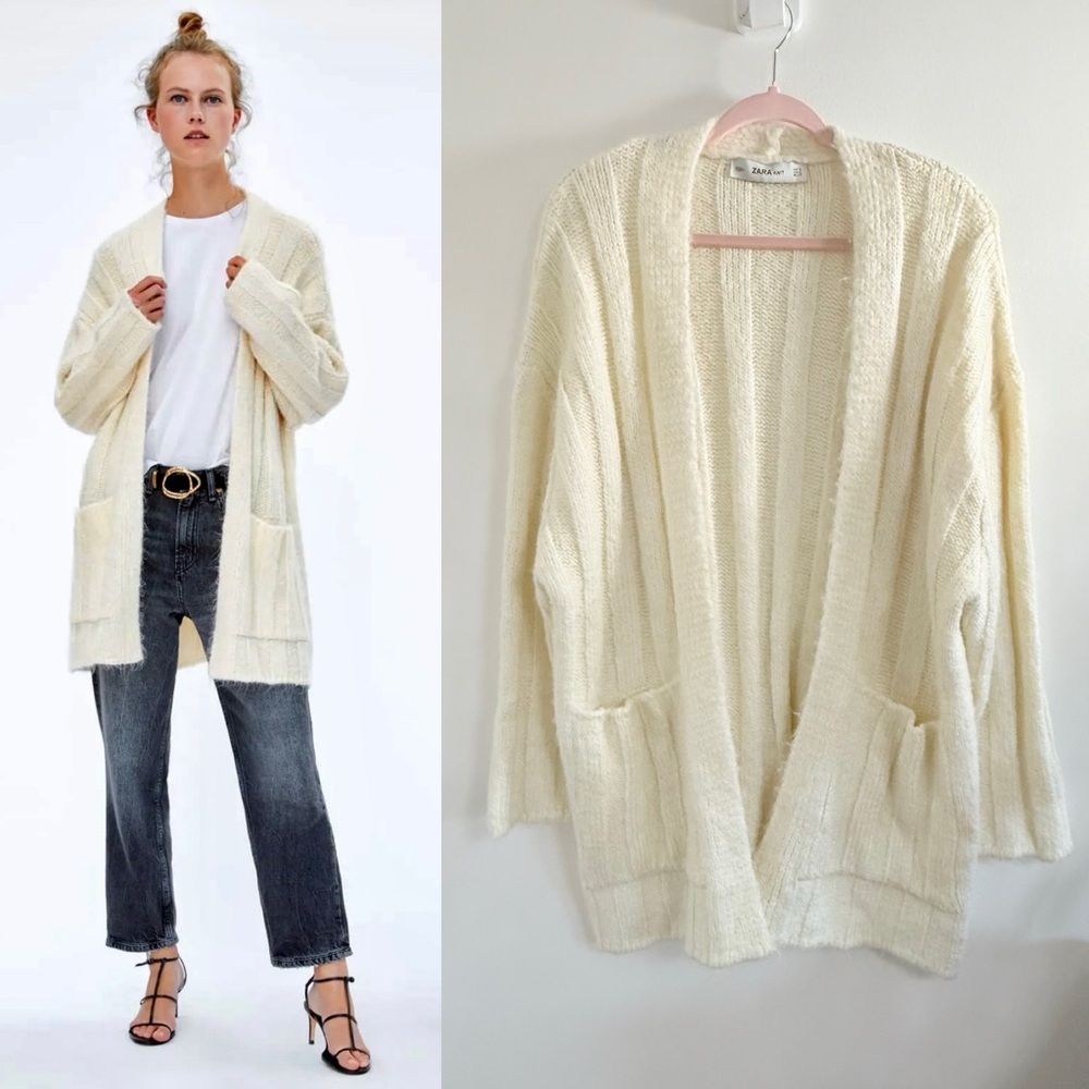 Zara Cream Open-Front Cardigan